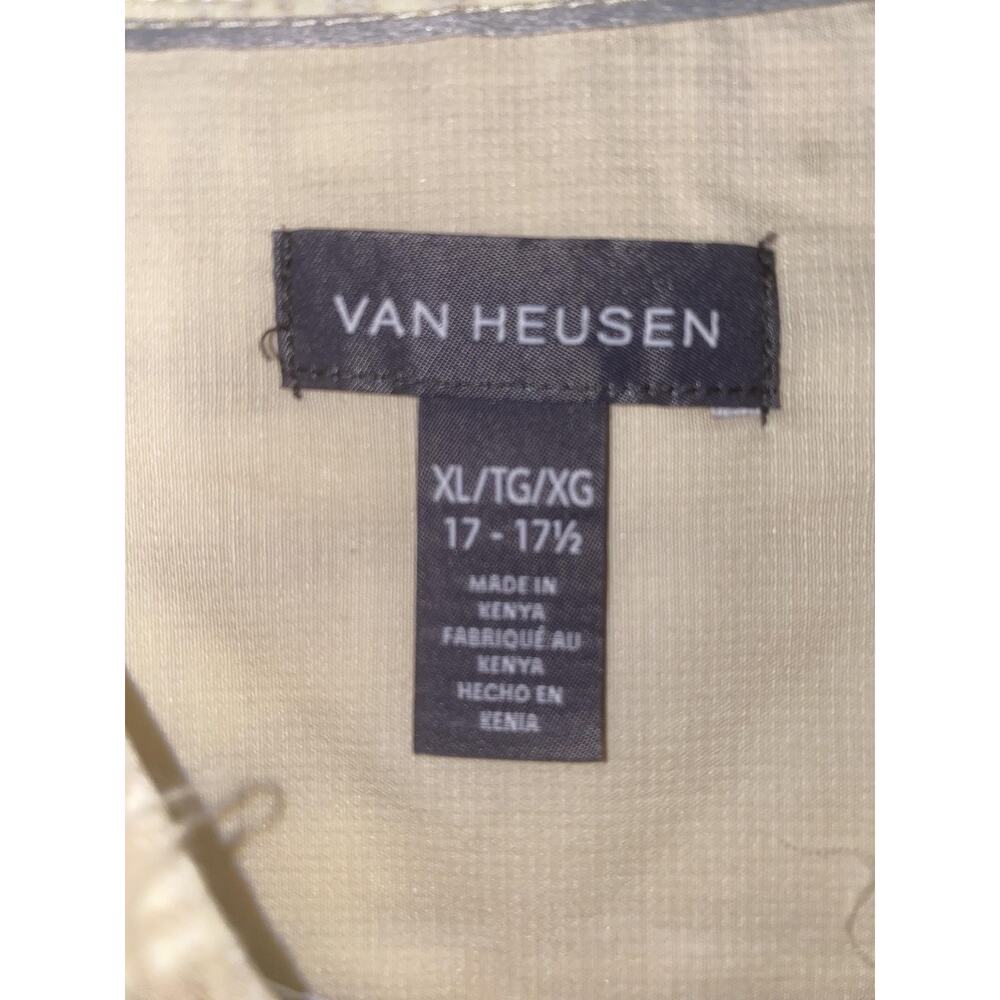 Van Heusen Shirt Mens XL Beige Stripe Short Sleeve Button Up Non Iron Casual - Picture 3 of 7